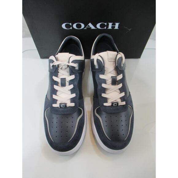 Men\'s Coach Mixed C201 Material Sneaker Lace Up Low Top Midnight Navy Size 10.5 main image 4